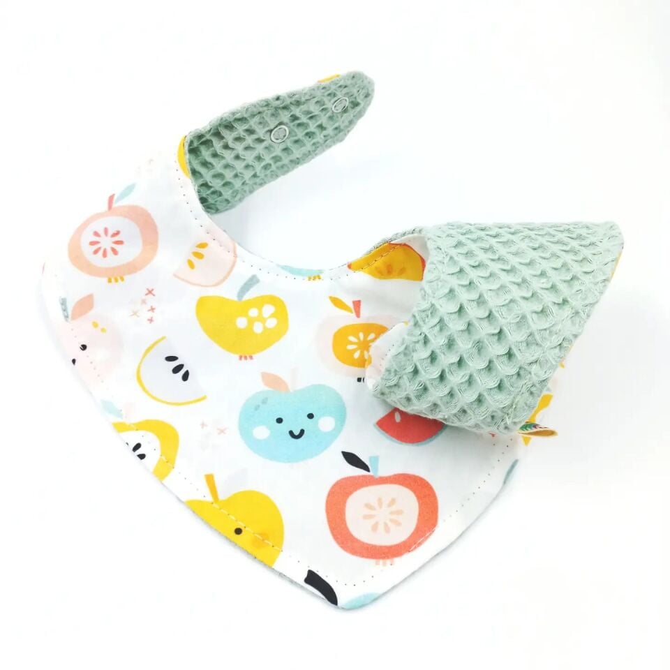 Le Petit Dodo Apple %100 Pamuk Mama Önlüğü – 0‑24 Ay El Yapımı, Emici ve Yumuşak