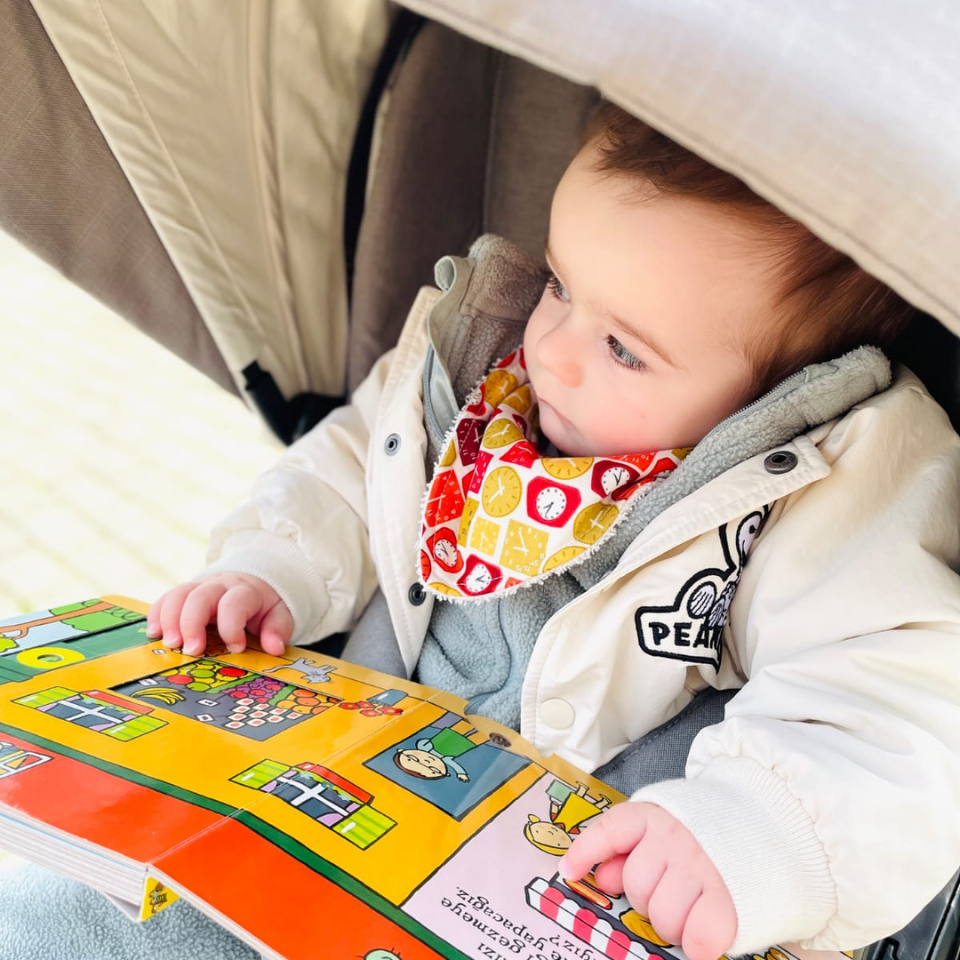 Le Petit Dodo Clock %100 Pamuk El Yapımı Bebek Salya Önlüğü – 0‑24 Ay
