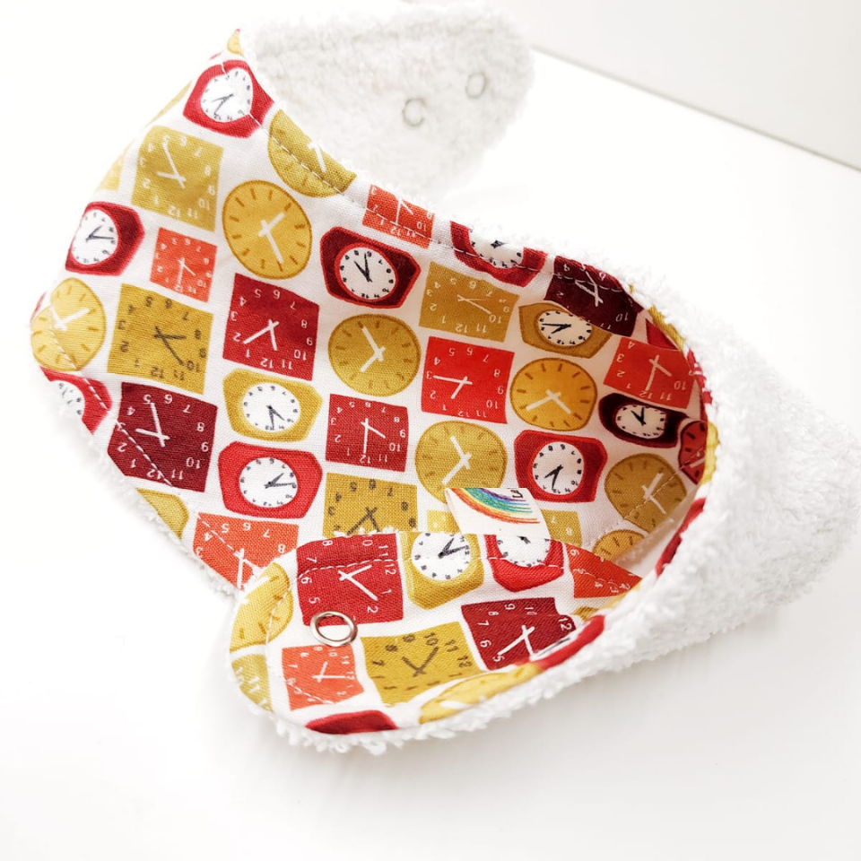 Le Petit Dodo Clock %100 Pamuk El Yapımı Bebek Salya Önlüğü – 0‑24 Ay