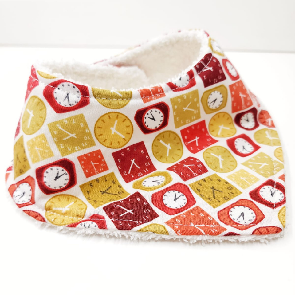 Le Petit Dodo Clock %100 Pamuk El Yapımı Bebek Salya Önlüğü – 0‑24 Ay