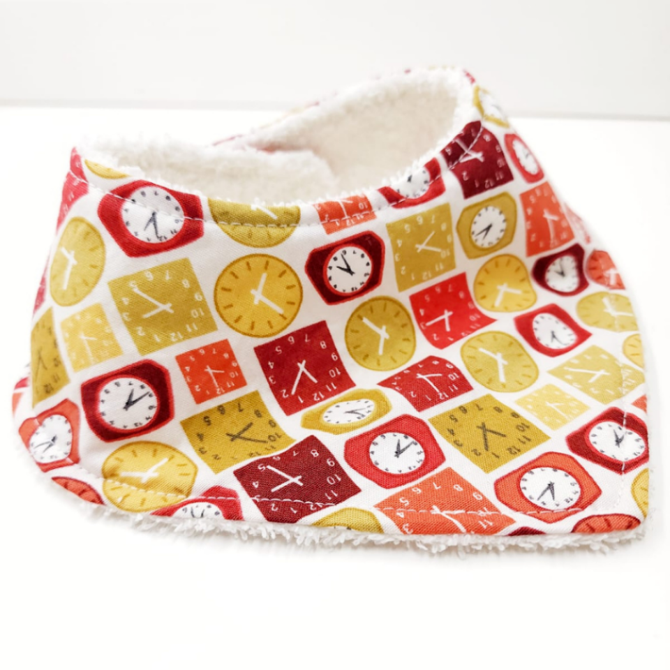 Clock %100 Pamuk El Yapımı Bebek Salya Önlüğü – 0‑24 Ay