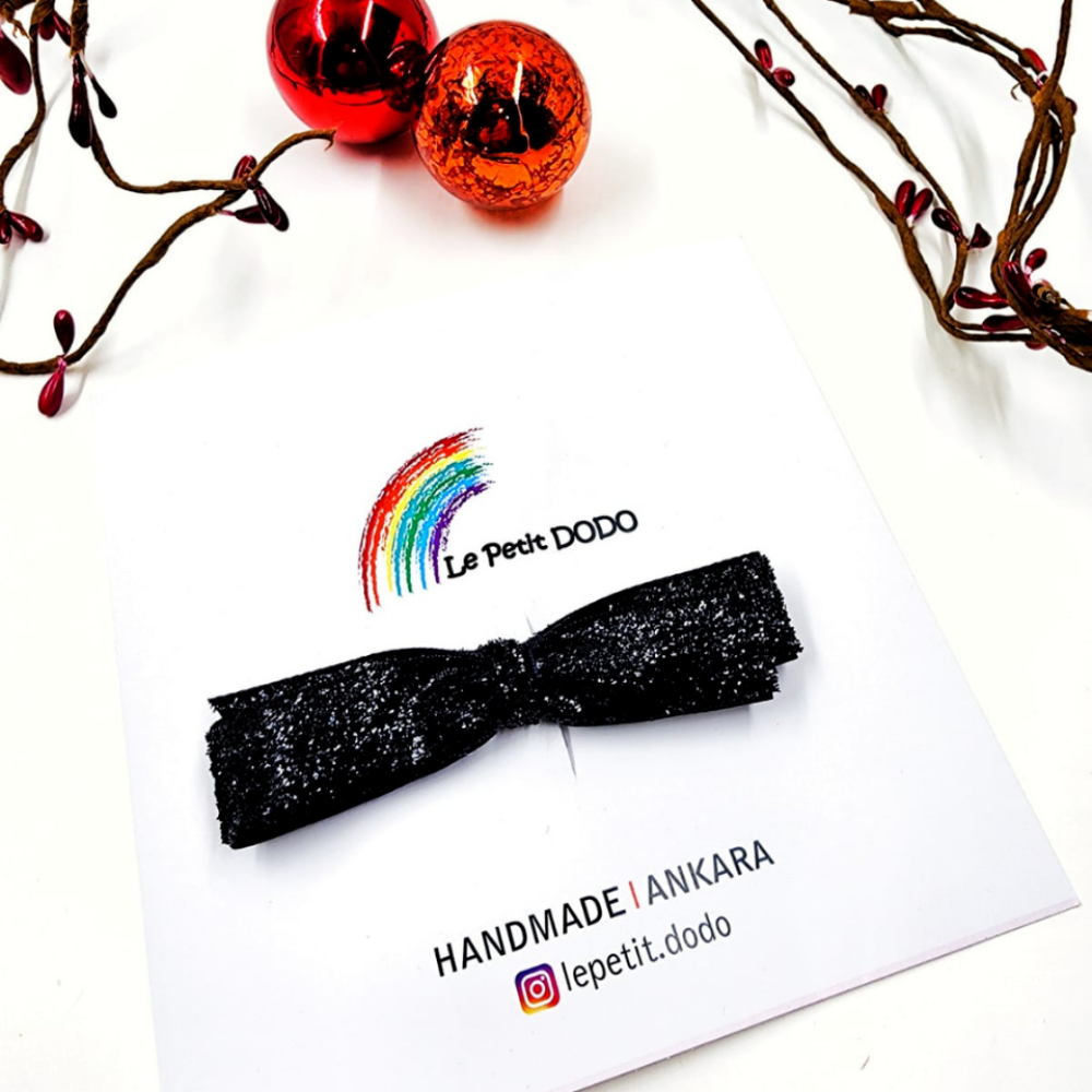 Le Petit Dodo Siyah Parıltılı Timsah Toka