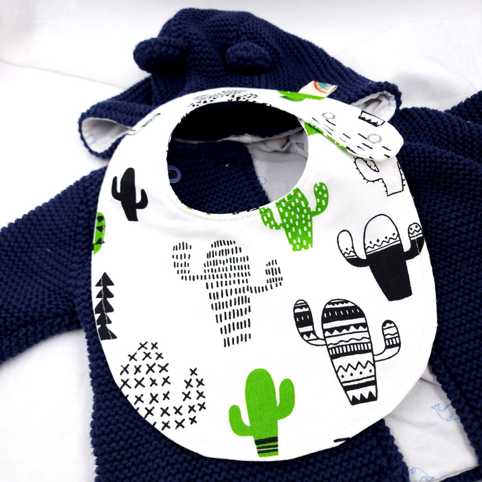 Le Petit Dodo Kaktüs Su Geçirmez %100 Pamuk Mama Önlüğü – 0‑24 Ay