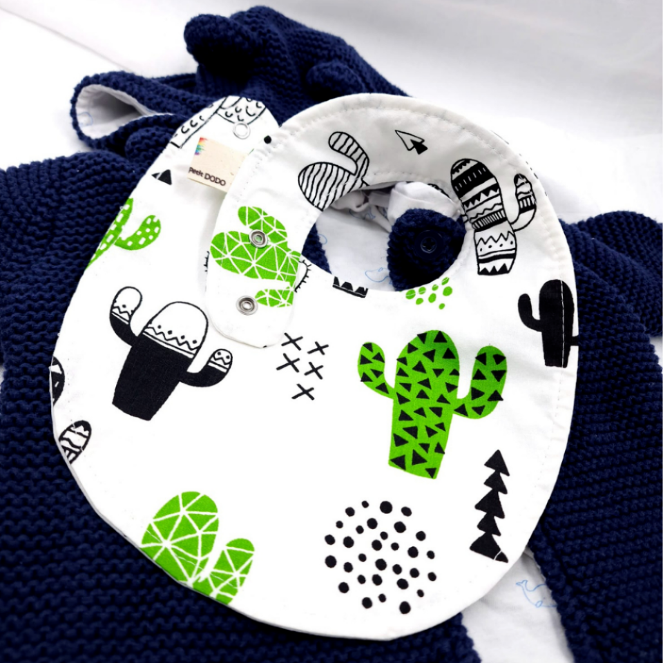 Le Petit Dodo Kaktüs Su Geçirmez %100 Pamuk Mama Önlüğü – 0‑24 Ay