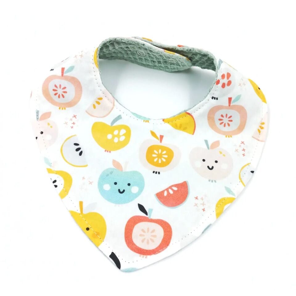 Le Petit Dodo Apple %100 Pamuk Mama Önlüğü – 0‑24 Ay El Yapımı, Emici ve Yumuşak