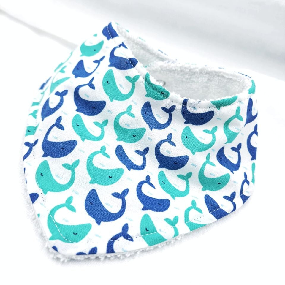 Le Petit Dodo Renkli Balıklar  %100 Pamuk El Yapımı Bebek Salya Önlüğü – 0‑24 Ay