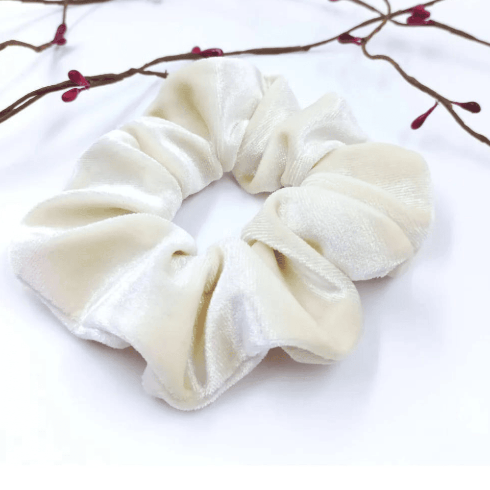 Le Petit Dodo Krem Kadife Scrunchie