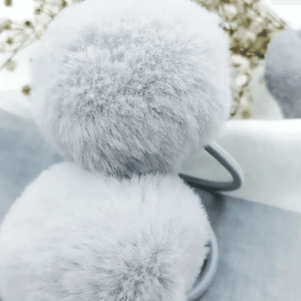 Gri Pon Pon Saç Tokası