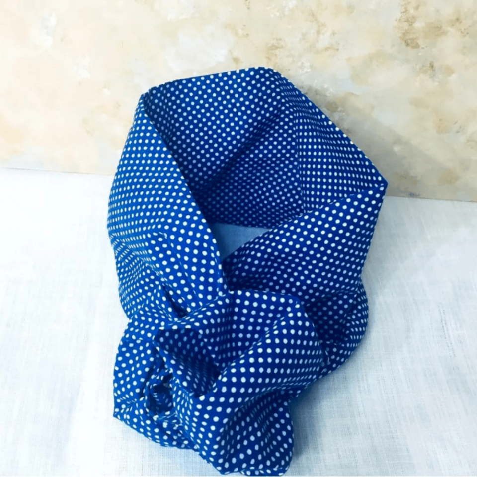 Mavi Puantiyeli Telli Saç Bandı