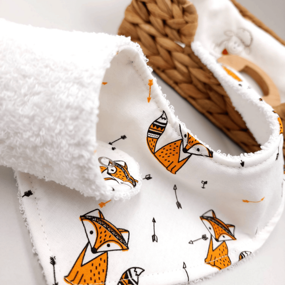 Le Petit Dodo Tilki %100 Pamuk El Yapımı Bebek Salya Önlüğü – 0‑24 Ay