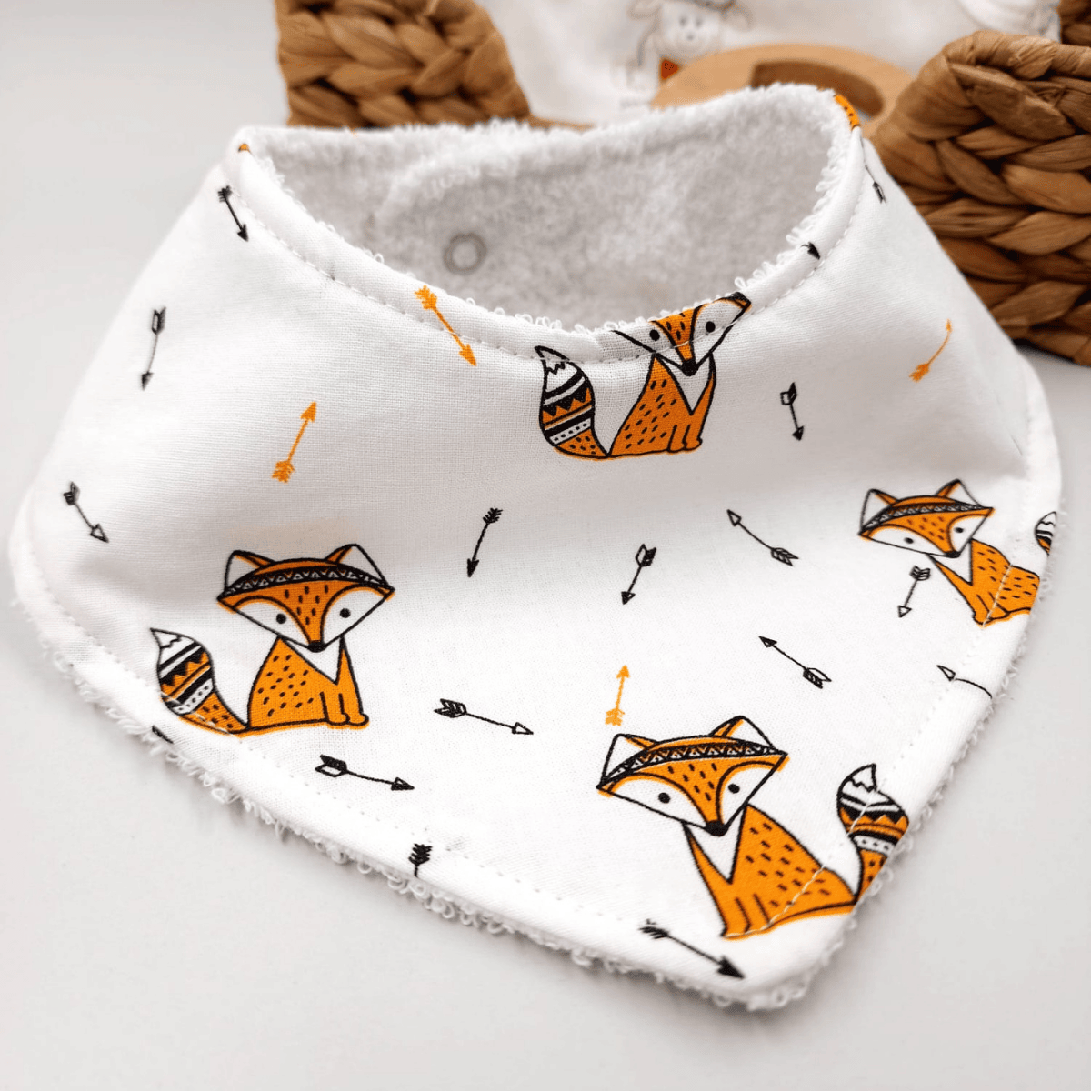 Le Petit Dodo Tilki %100 Pamuk El Yapımı Bebek Salya Önlüğü – 0‑24 Ay