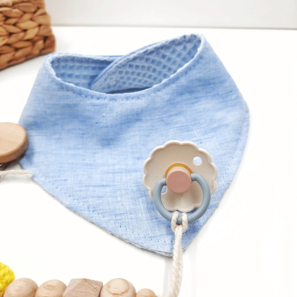Le Petit Dodo Mavi Keten Fular Önlük & Bebek Boyunluk