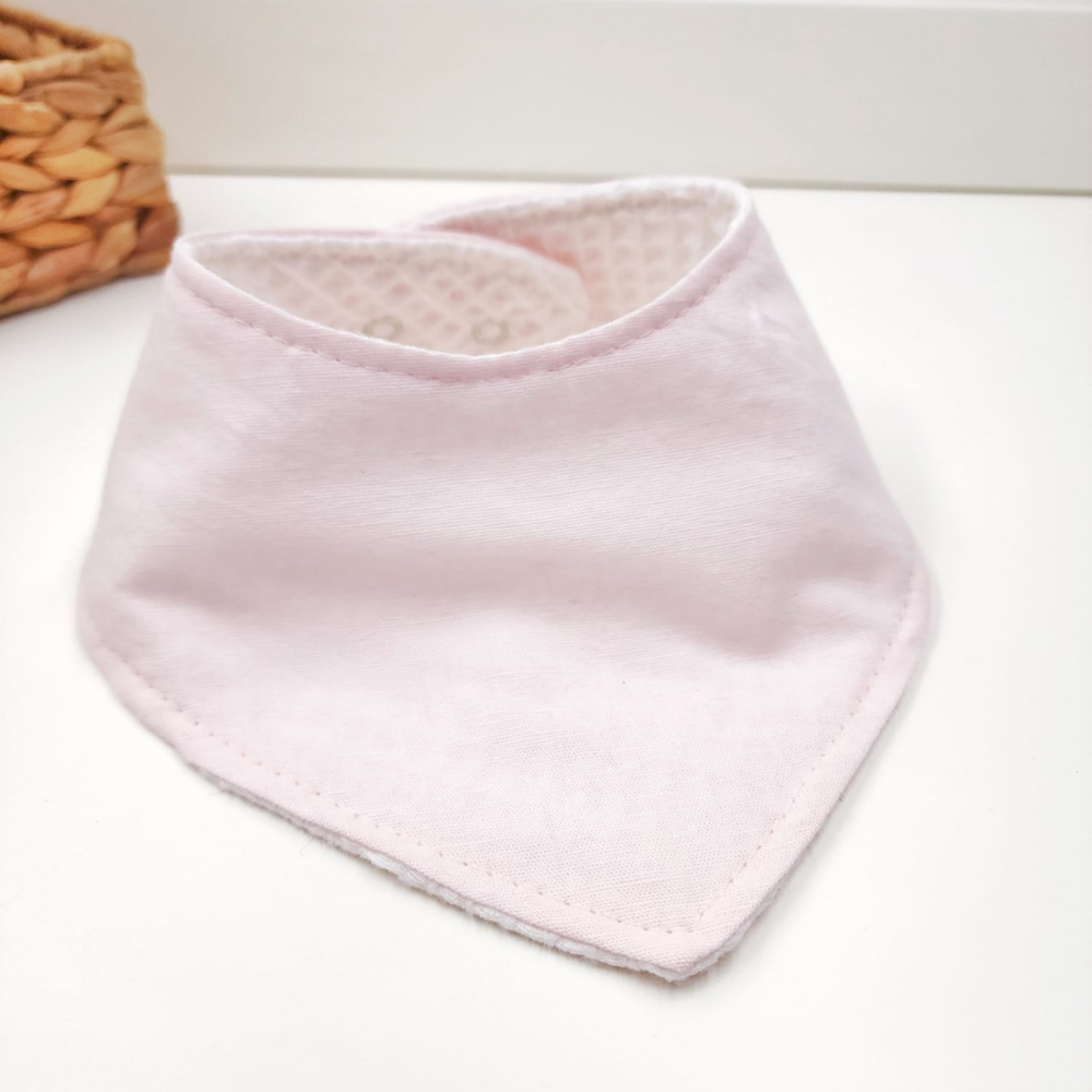 Le Petit Dodo Pink Keten  %100 Pamuk Fular Önlük & Bebek Boyunluk - El Yapımı 0-24 Ay