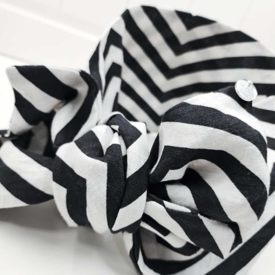 Çizgili Keten Telli Saç Bandı