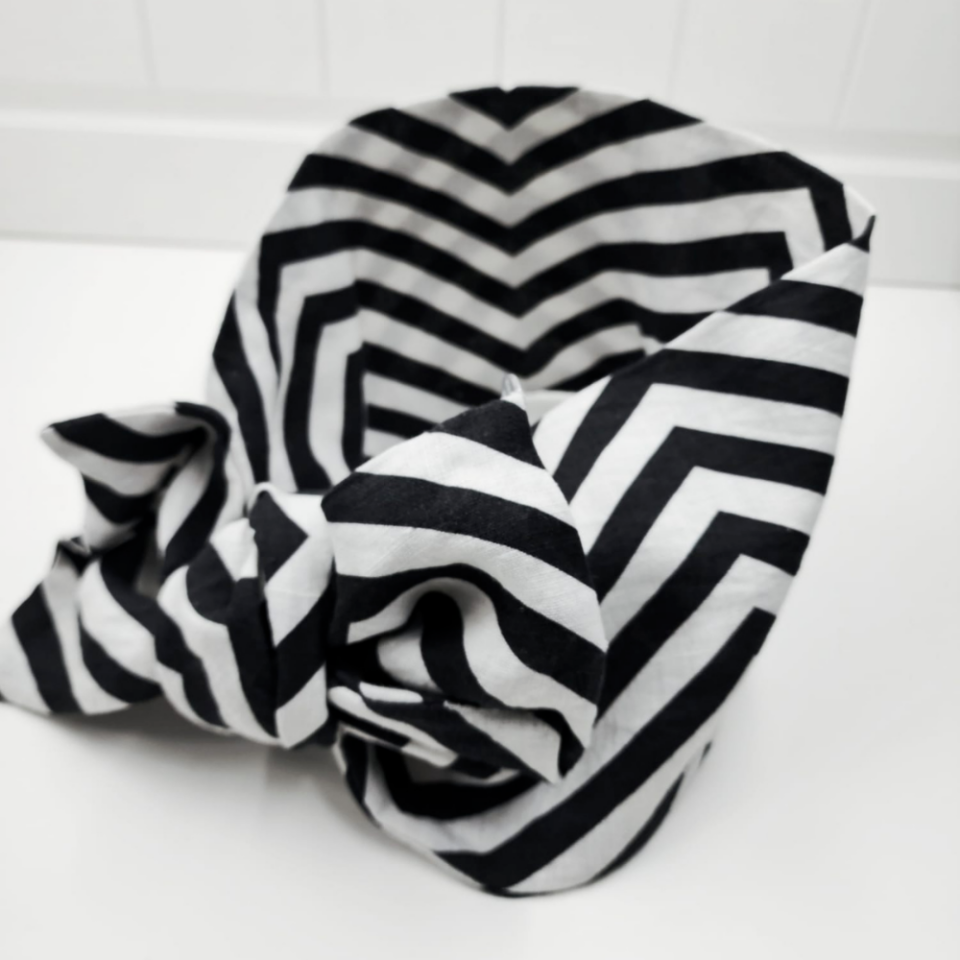 Çizgili Keten Telli Saç Bandı