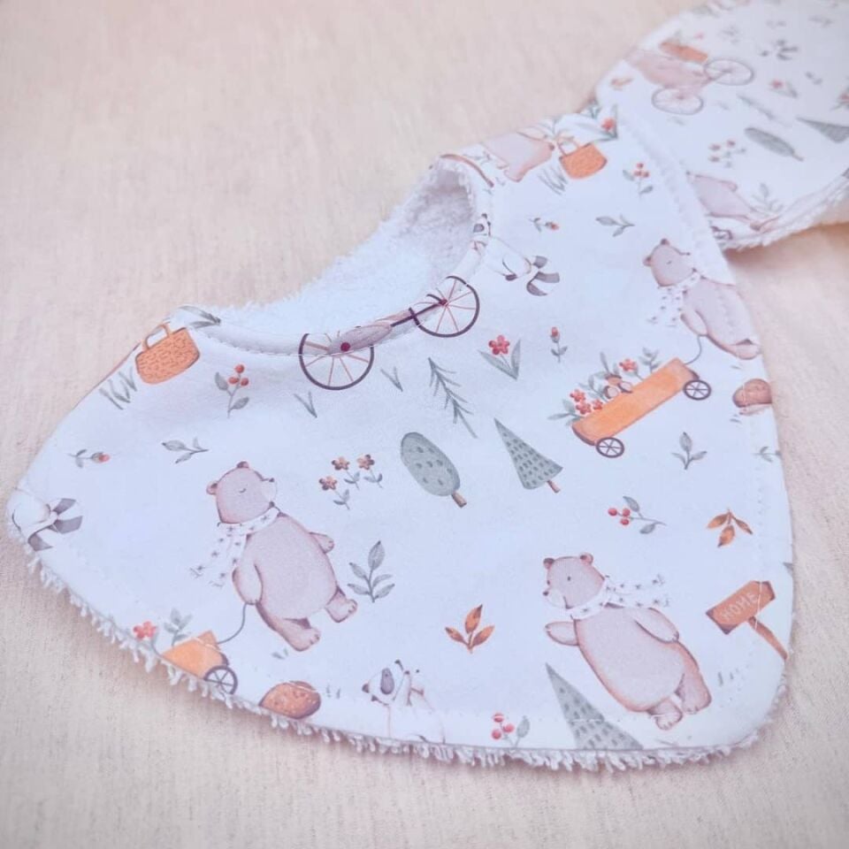 Le Petit Dodo Barney %100 Pamuk Mama Önlüğü – 0‑24 Ay El Yapımı, Emici ve Yumuşak