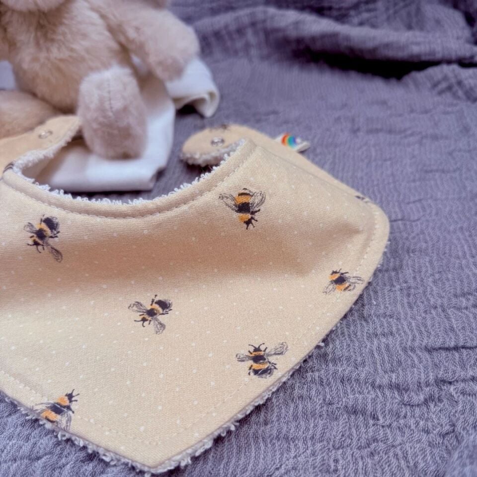 Le Petit Dodo Bees  %100 Pamuk El Yapımı Bebek Salya Önlüğü – 0‑24 Ay