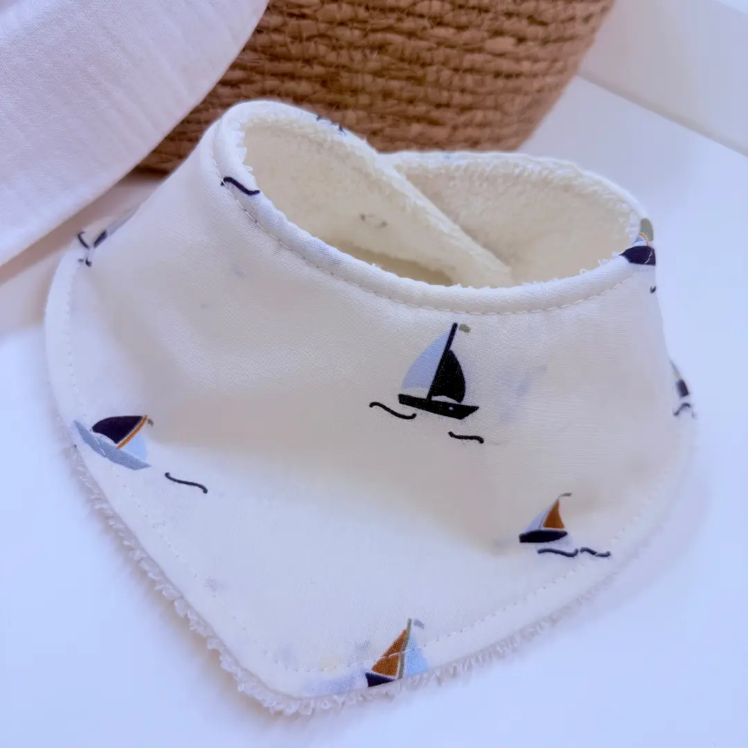 Le Petit Dodo Sailor %100 Pamuk El Yapımı Bebek Salya Önlüğü – 0‑24 Ay