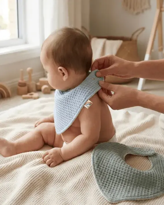 Le Petit Dodo 2'li Su Geçirmez Açık Mavi Yeşil Bebek Salya Önlüğü