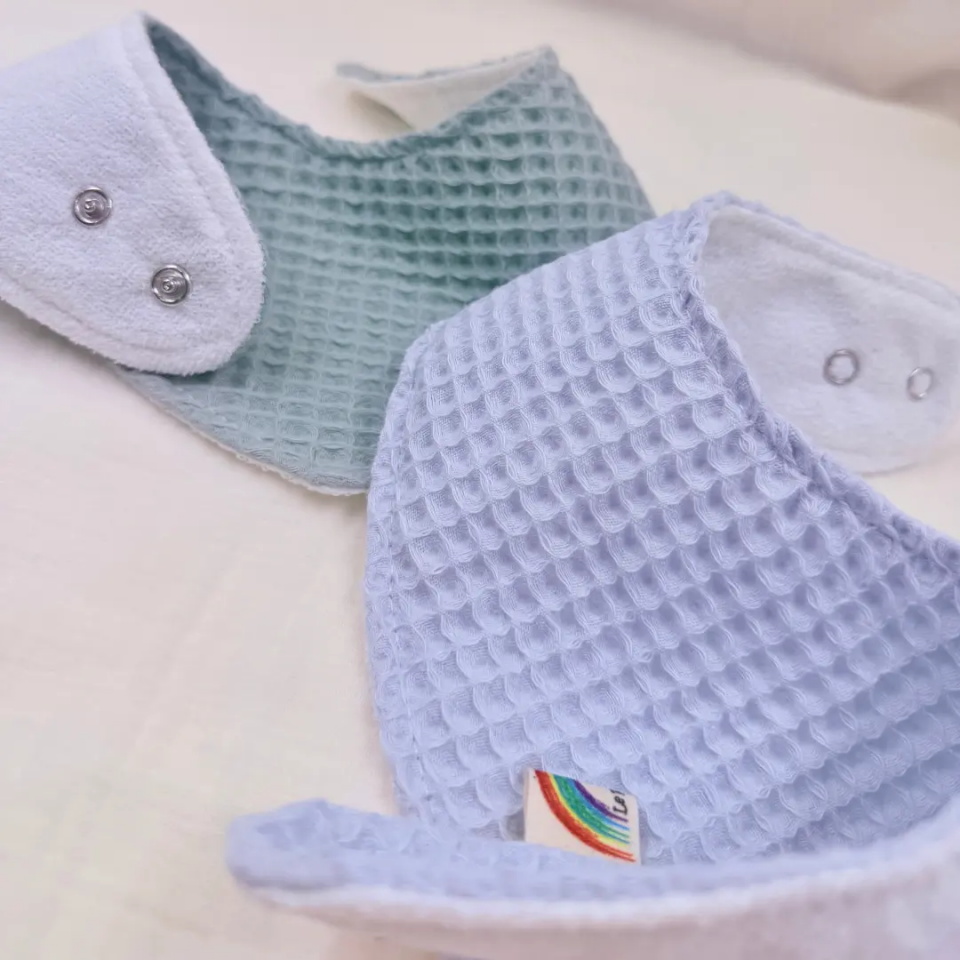 Le Petit Dodo 2'li Su Geçirmez Blue Green  El Yapımı Bebek Salya Önlüğü – 0‑24 Ay