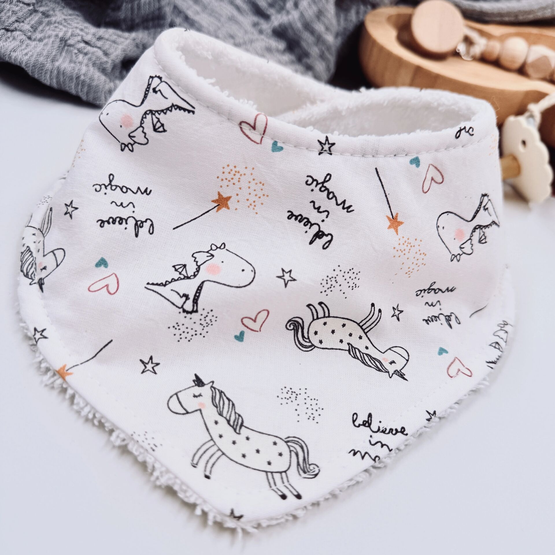 Unicorn %100 Pamuk El Yapımı Bebek Salya Önlüğü – 0‑24 Ay