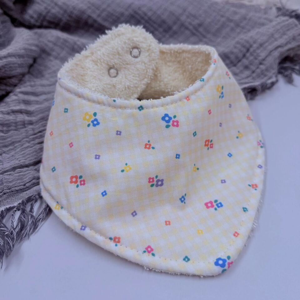 Le Petit Dodo Daisi  %100 Pamuk El Yapımı Bebek Salya Önlüğü – 0‑24 Ay