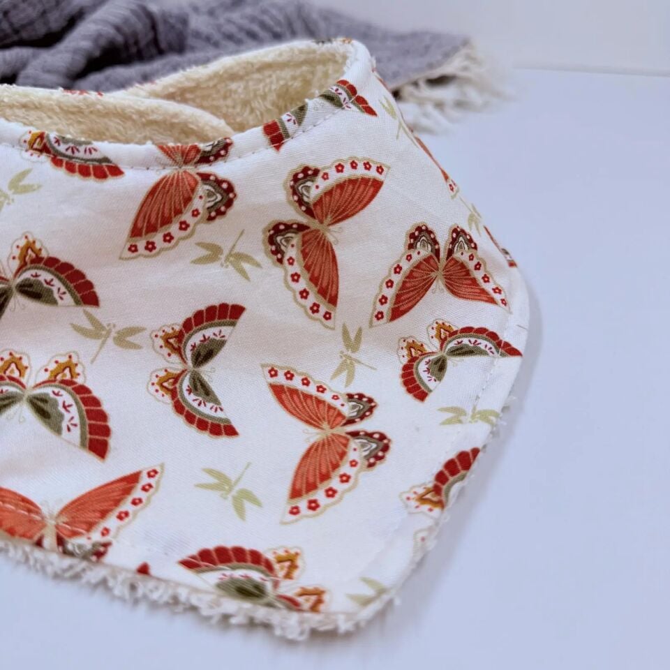 Le Petit Dodo Papillon %100 Pamuk El Yapımı Bebek Salya Önlüğü – 0‑24 Ay