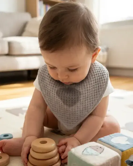 Le Petit Dodo 2'li Su Geçirmez Koyu Mavi Gri Bebek Salya Önlüğü