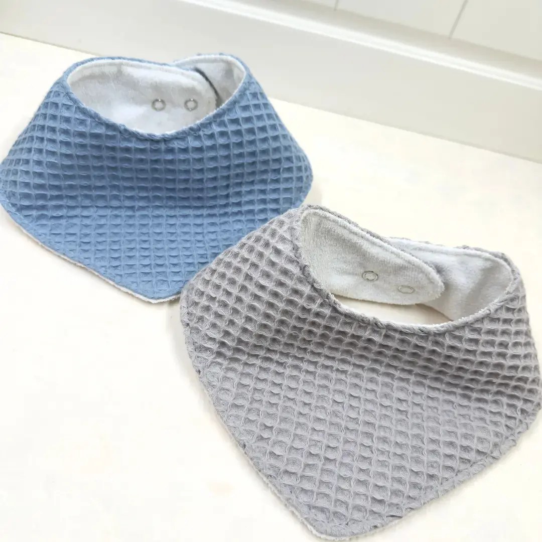 Le Petit Dodo 2'li Su Geçirmez Dark Blue Grey  El Yapımı Bebek Salya Önlüğü – 0‑24 Ay