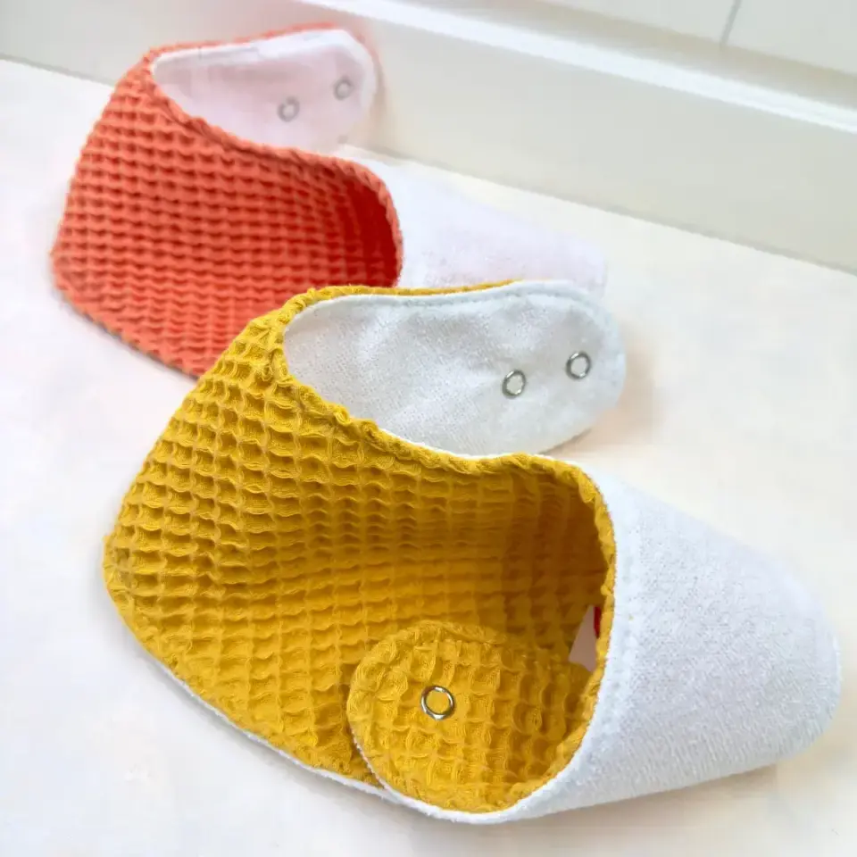 Le Petit Dodo 2'li Su Geçirmez Yellow Orange  El Yapımı Bebek Salya Önlüğü – 0‑24 Ay