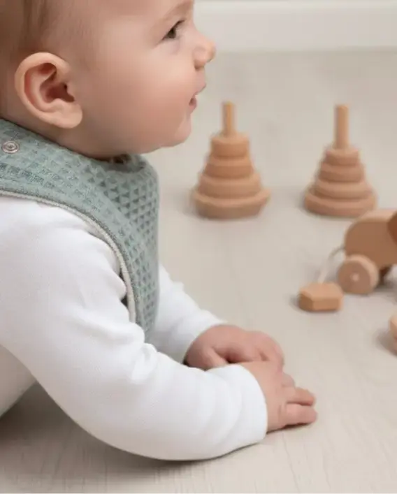 Green Su Geçirmez Mama Önlüğü – 0‑24 Ay El Yapımı