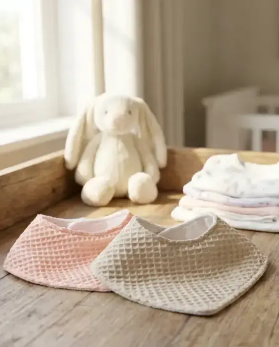 Le Petit Dodo 2'li Su Geçirmez Krem Somon Bebek Salya Önlüğü