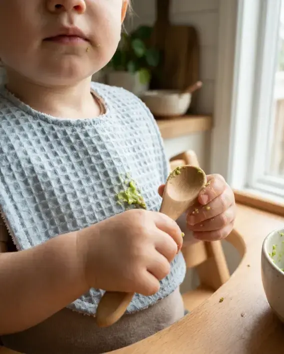 Blue Su Geçirmez Mama Önlüğü – 0‑24 Ay El Yapımı