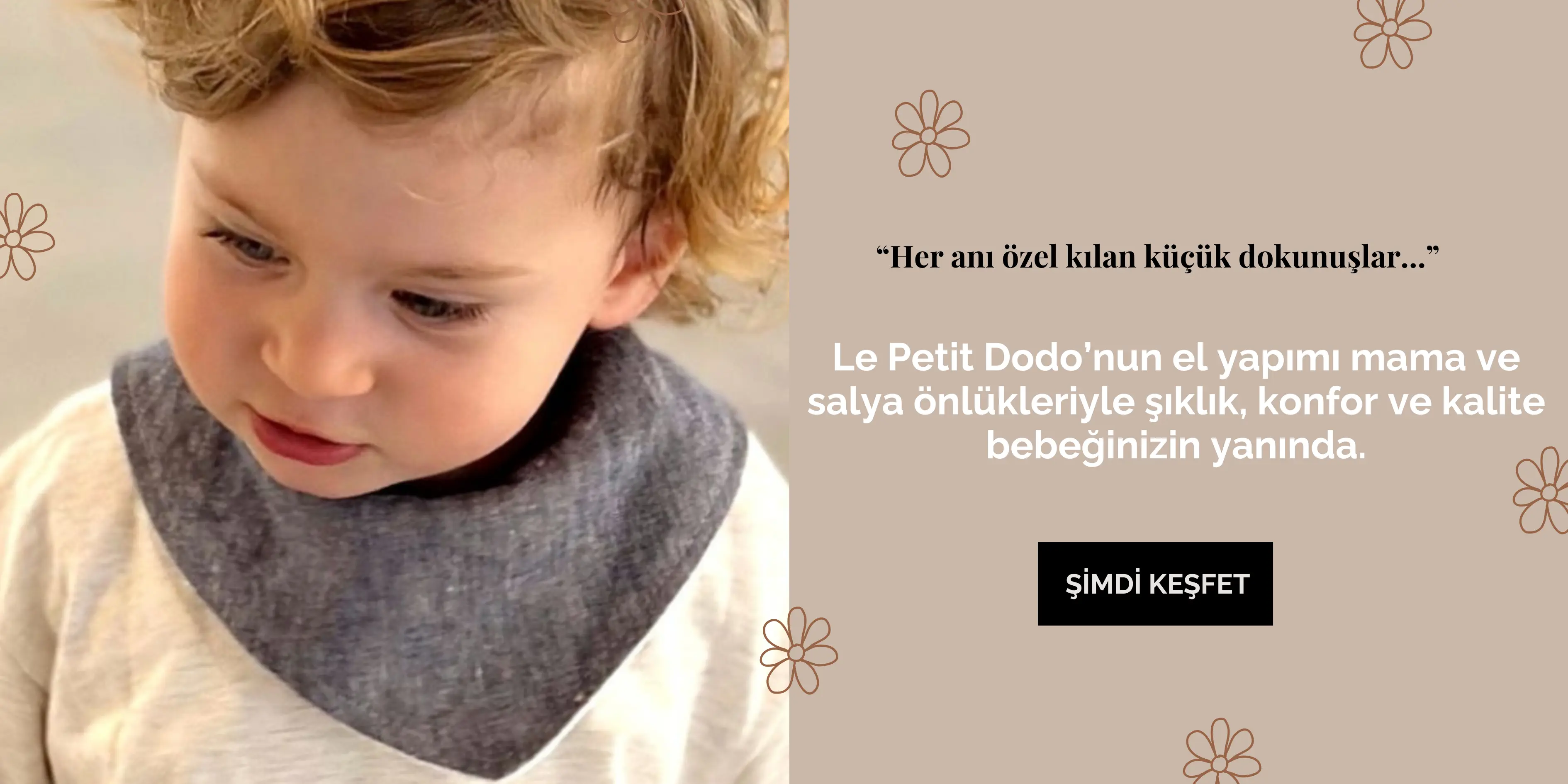 Le Petit Dodo el yapımı pamuk mama önlüğüyle şık ve konforlu bebek aksesuarı